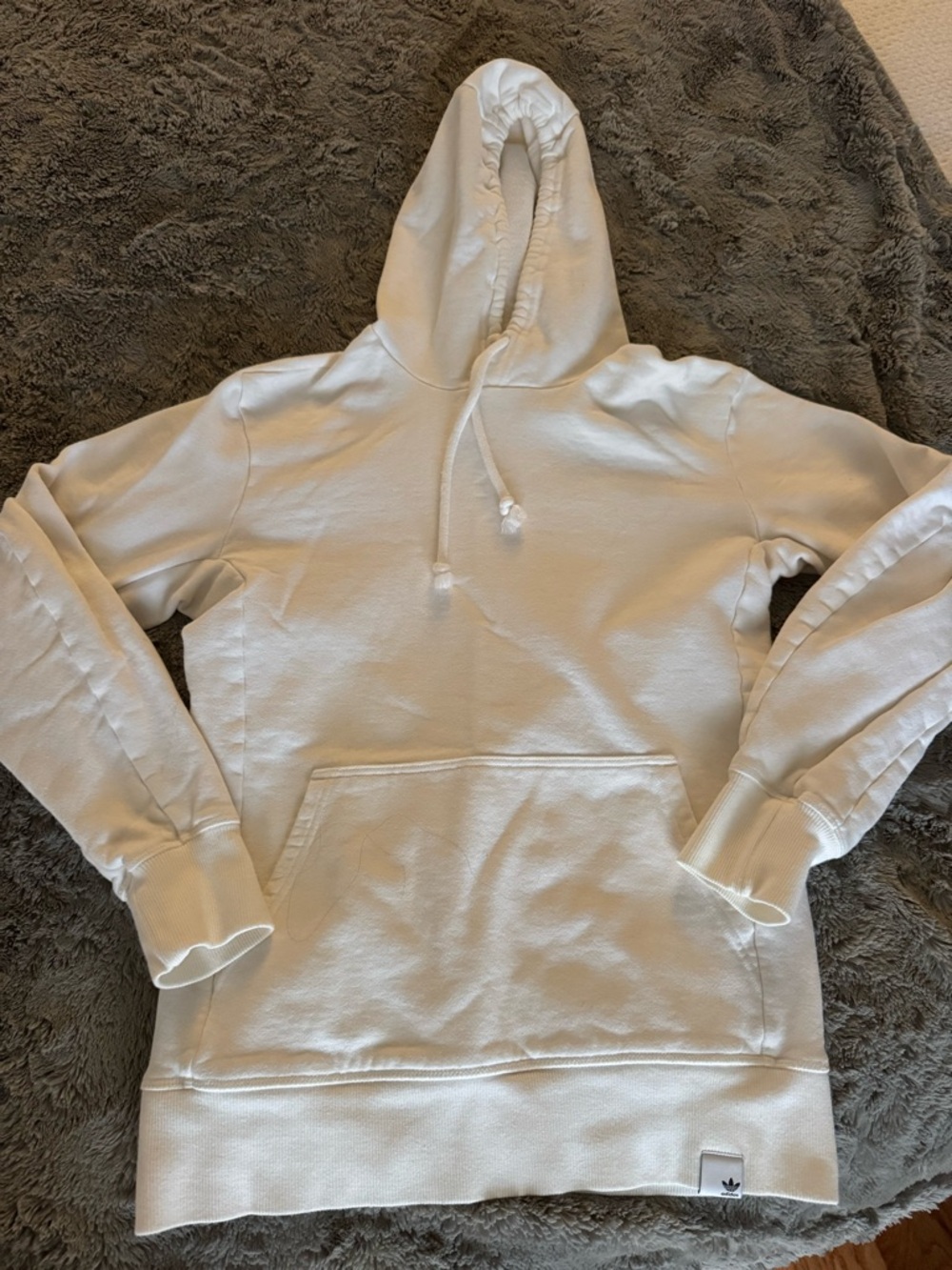 adidas Cream Hooded Pullover with Trefoil Tag